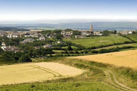 utsikt over Devon landskap med åker og jordbruksland