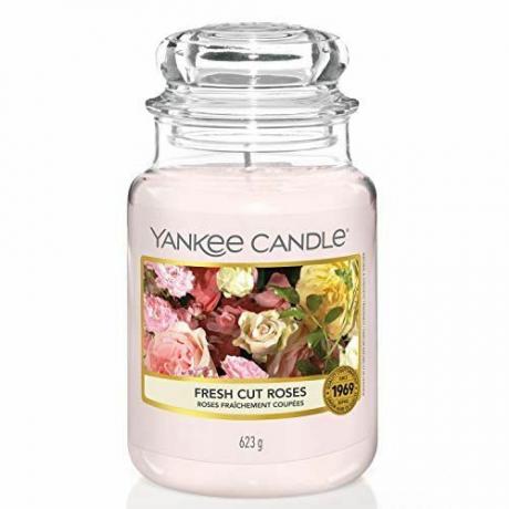 Yankee Candle duftlys | Fresh Cut Roses Large Jar Candle | Brenntid: Opptil 150 timer