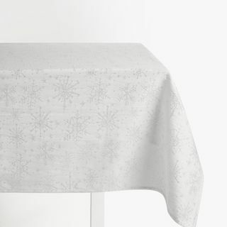Bordduk med snøfnuggmønster, hvit / sølv