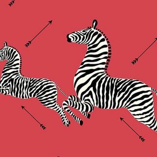 Scalamandre Zebras - Masai Red Wallpaper