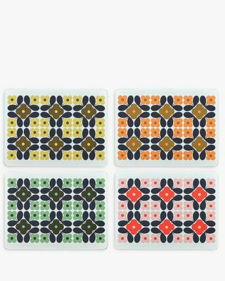 Orla Kiely Flower Tile Placemats, Sett med 4, Multi