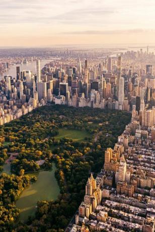 luftfoto av new york city skyline med central park og manhattan, usa