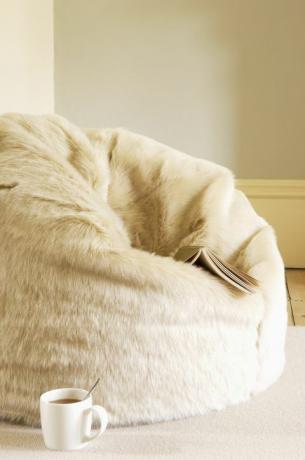 Furry Beanbag With Book and Coffee Cup