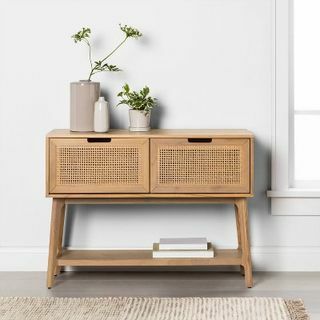 Wood & Cane Console Table