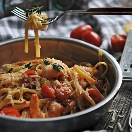 hjemmelaget pasta med reker