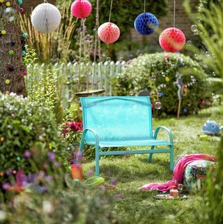 Kids 2 Seater Metal Garden Bench - Blå