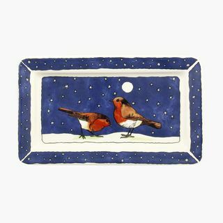 Robins In The Snow Medium Avlang Plate