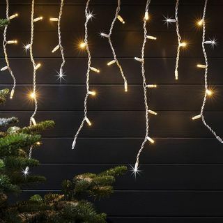 Pro Connect 20m 1000 Varm Hvit Glitrende Koblebar Icicle Lights Hvit Kabel