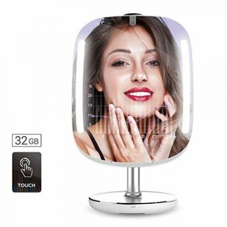 HiMirror Mini 32G: Beauty Mirror, med dobbelt minnekapasitet, Smart Beauty Mirror with Skin Analysator, sminkespeil med LED-lys, smart forfengelsespeil med 2X3 forstørrelse, opplyst Kosmetisk speil