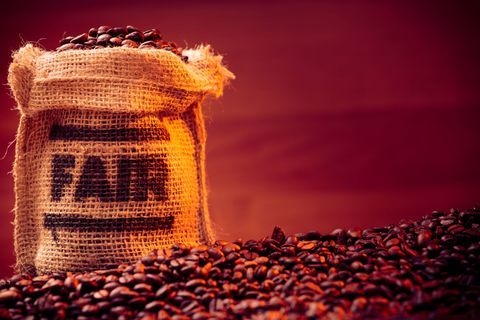 Fairtrade kaffebønner i burlap bag