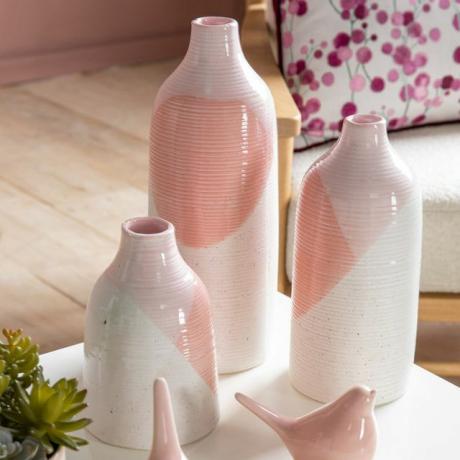 Astrid Keramikkvase i krem ​​og rosa