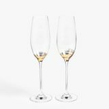 John Lewis & Partners Swirl Stem Champagne Flute, 240 ml, klar / gull