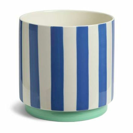 Blue Stripe Keramisk Planter