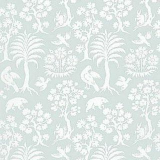 Schumacher Palm Damask Sky Wallpaper