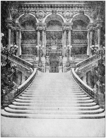 antikk fotografitrapp av det store operahuset, Frankrike