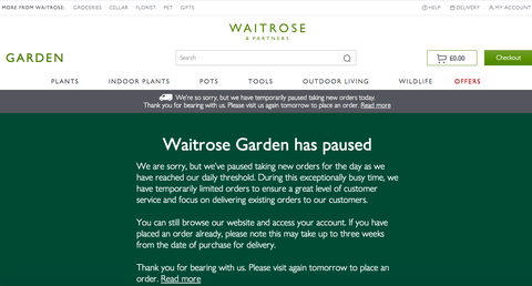 Nettstedet Waitrose Garden har stoppet