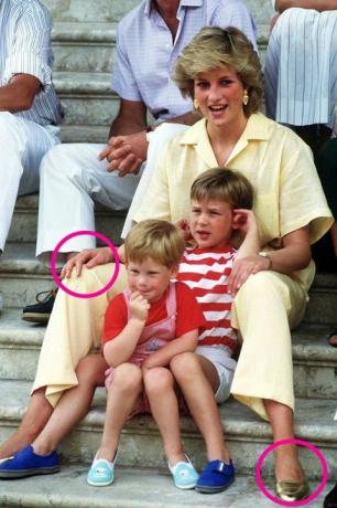 Prinsesse Diana med Harry og William i Spania