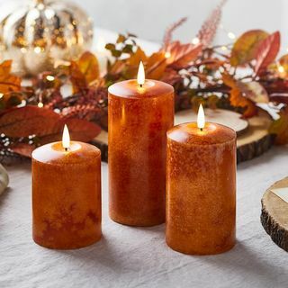 Flekket oransje LED Autumn Candle Trio