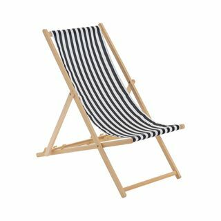 Harbour Housewares Beach Wooden Deck Chair - Black Stripe