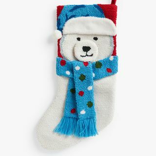 Boucle Polar Bear Christmas Stocking, Multi