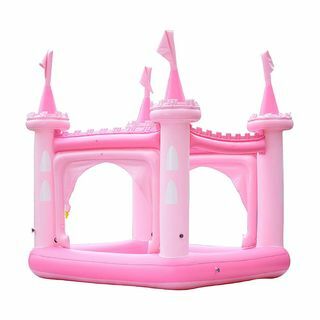 Rosa oppblåsbare slottsbasseng