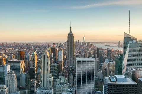 Empire State Building og Manhattans skyline, new york city, usa