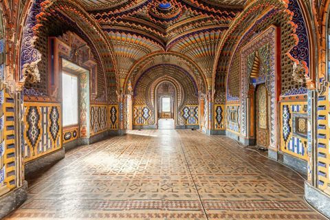 Morisk-inspirerte mosaikkfliser på Sammezzano Castle