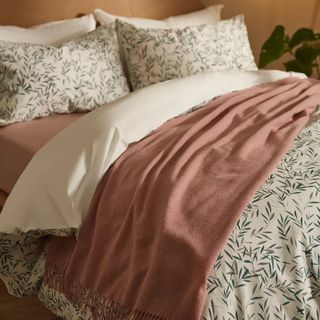 John Lewis & Partners Plain Wool Throw in Rosa